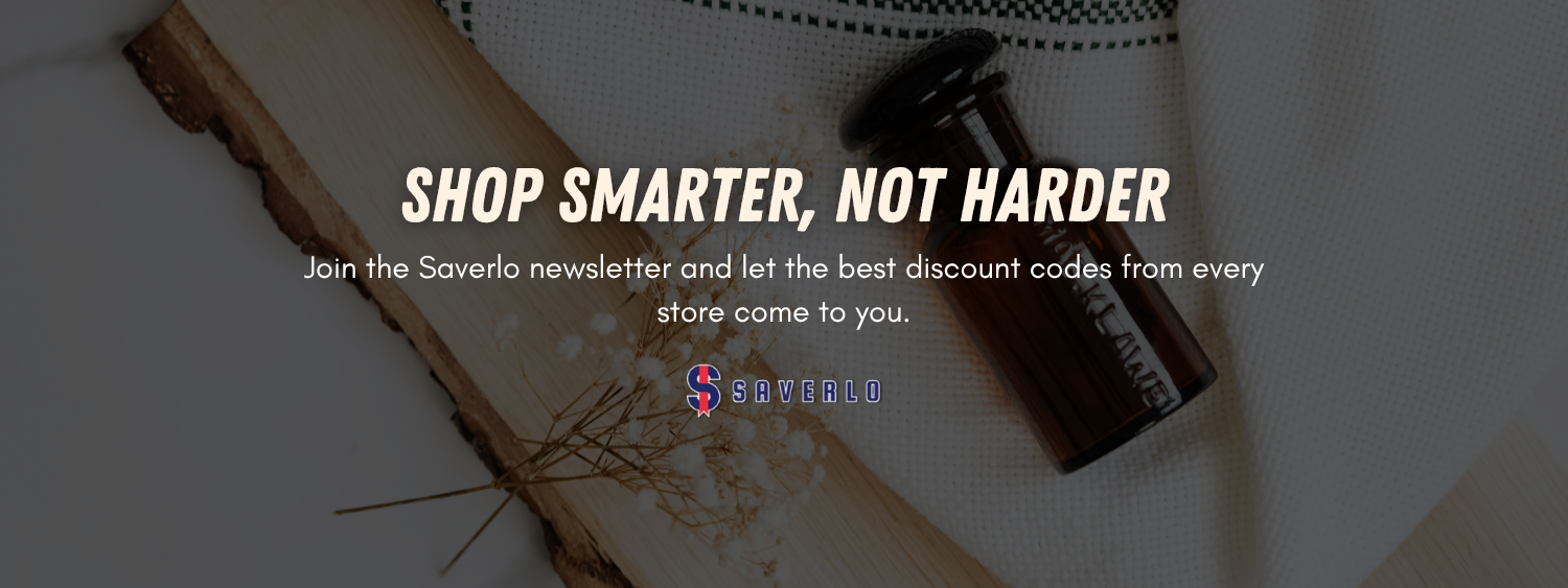 Banner with rustic decor reading "Shop Smarter, Not Harder. Join the Saverlo newsletter."