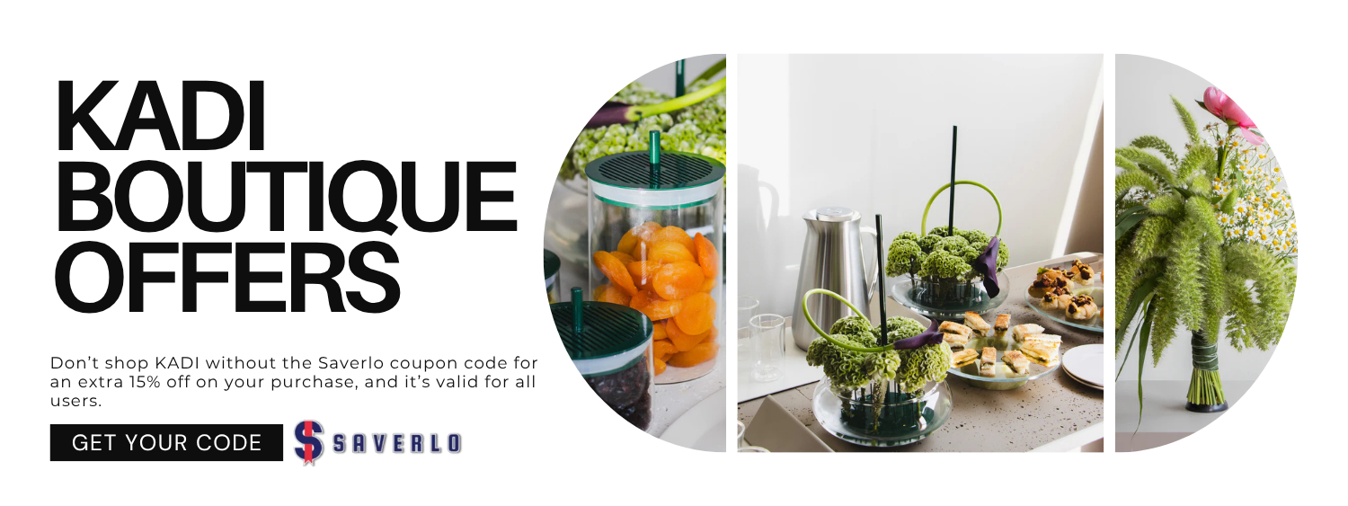 Banner for Kadi Boutique offers an extra 15% off with a Saverlo coupon code.